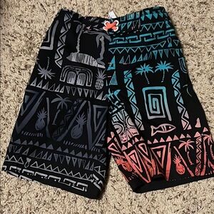Boys Wonder Nation Swim Trunks Black/Blue/Red Size Small 6/7